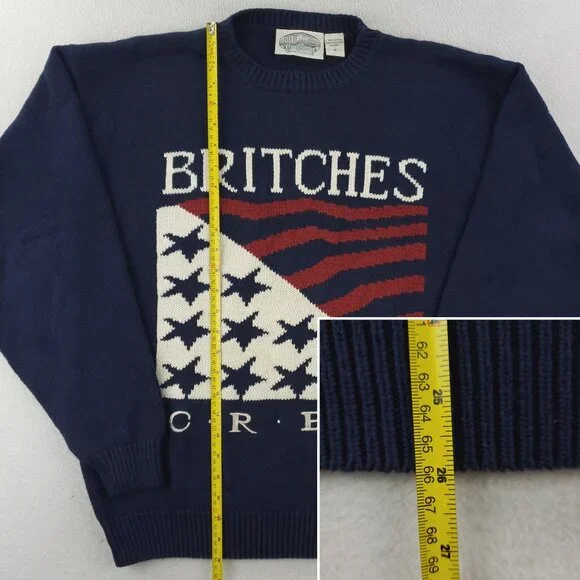 Britches Outdoors Vintage Sweater Crew American Flag Knit Crewneck Men's Medium - Picture 5 of 11